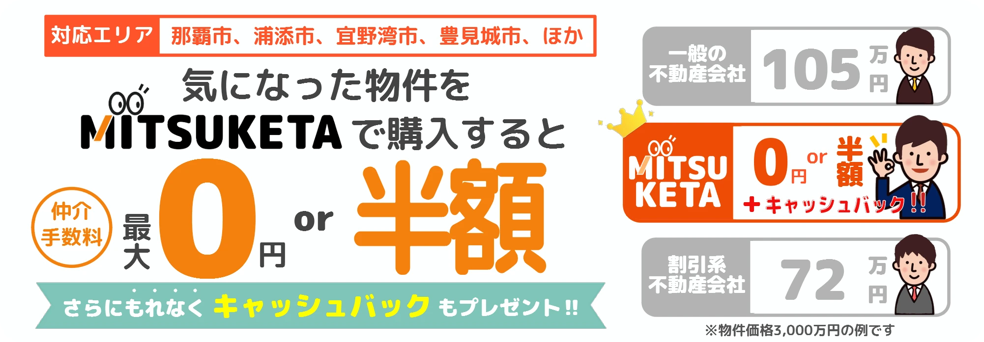 不動産購入時の仲介手数料が半額or0円のサービス『MITSUKETA(ミツケタ)』LPへのリンク