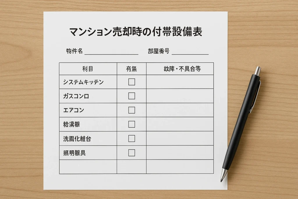 付帯設備表のチェック